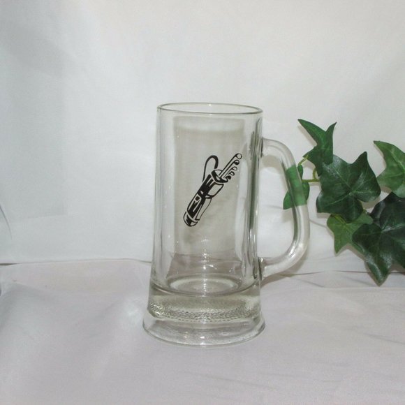Vintage Glass Beer Mug Golf Bag Golfer Gift Barware Pub Decor - Picture 3 of 4